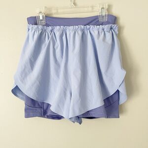Athleta Size XS Blue Mile Marker 2 in 1 Shorts Lined Workout Running Athletic